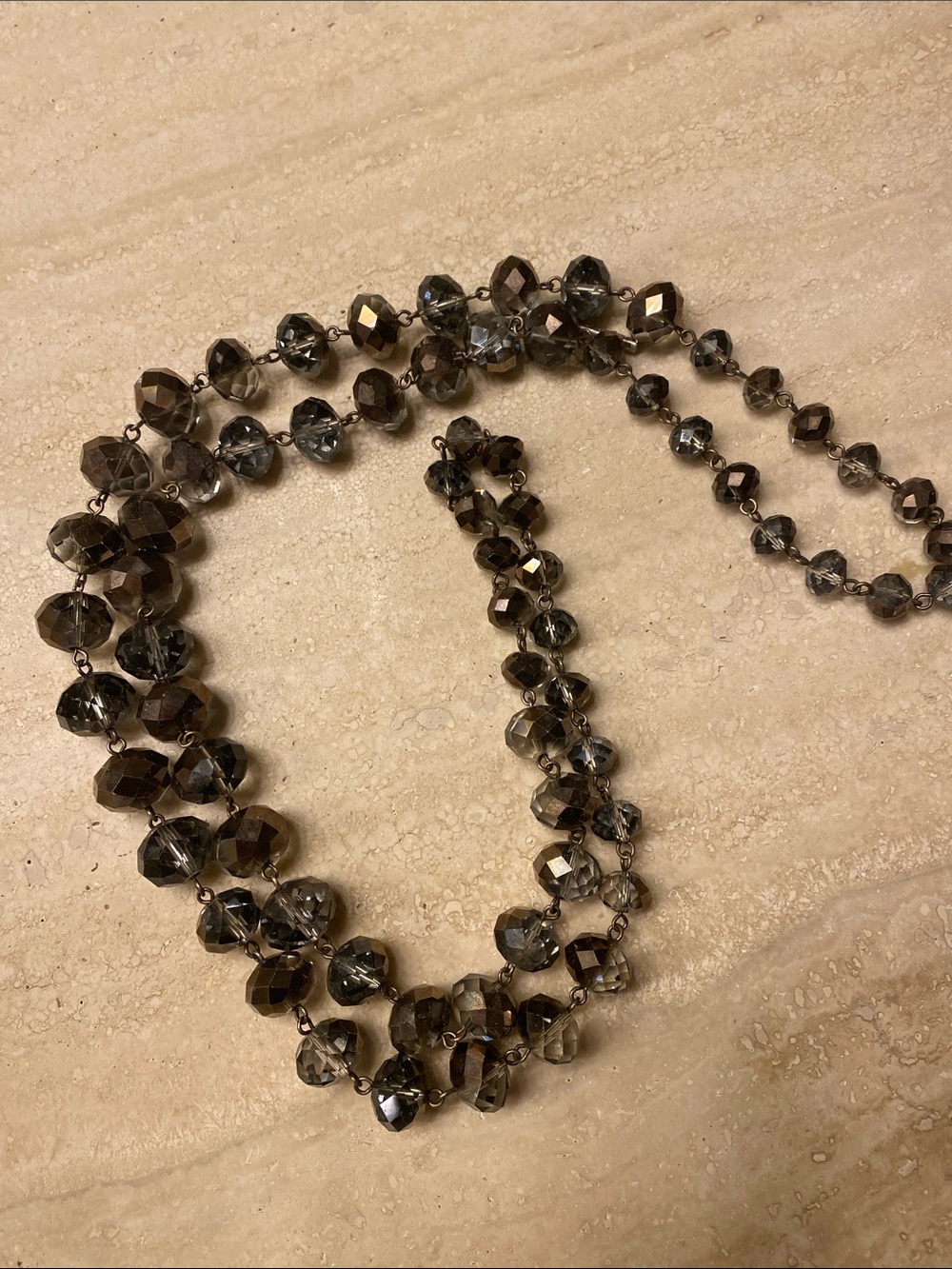 Kenneth Cole Long Faceted Bead Necklace in Gray and Gold